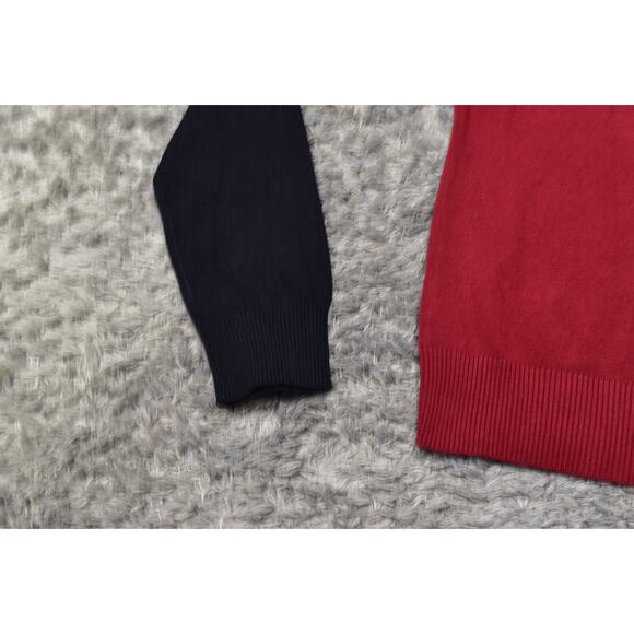 GUESS Red Crew Neck Pullover Sweater Cotton Blend XL Women Long Sleeve - Picture 6 of 7